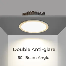 Downlights Deep Anti-Glase LED Downlight Frameless infälld dimbar 5W 7W 12W taklampa sovrum vardagsrum kök gång
