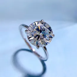Round Cut 3CT Diamond Ring 100% Real 925 Sterling Silver Party Ehering -Band Ringe für Frauen Männer Verlobung Versprechen Schmuck Geschenk