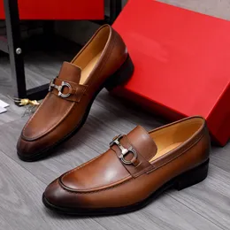 2023 رجل اللباس الرسمي أحذية السادة جلد طبيعي الشقق العلامة التجارية مصمم الأعمال Oxfords حذاء بدون كعب حجم 38-44
