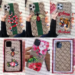 Designers Fashion Phone Cases för iPhone 14 Pro Max 13 Case 12 Mini 11 14Plus XSmax XR 7P 8P Samsung Galaxy S23 S22 S21 Ultra Note 10 Cover Bee Tiger Snake Embroid Case