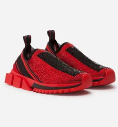 band Sorrento sneakers skor med strass kristaller herrar slip-on stretch sock casual mesh svart vit röd glitter löpare tränare med box dpuk