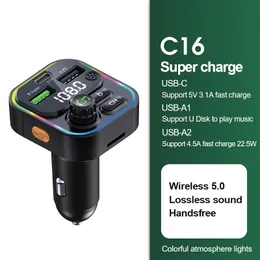BluetoothサポートTFカードとUディスクC16を備えた超高速車充電器多機能MP3プレーヤー