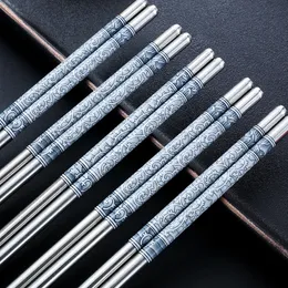 Chopsticks 1000PAIR من الفولاذ المقاوم للصدأ الطول الأبيض الصيني الزهور التقليدية نمط الأدوات المائدة المطبخ DH4540