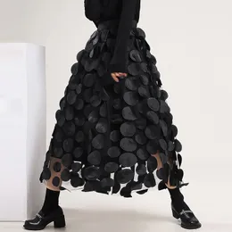 Spódnice xpqbb 2023 Spring Women Black Mesh Długa moda elastyczna wysoka talia tiulowa żeńska swoboda streetwearu 230316