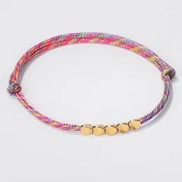 Charm Armband Tibetan Buddhist Colorful Yoga Copper Beads Armband Creative Handmade Knots Rope Pulling For Women Men
