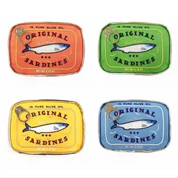 Kosmetiska väskor fall nyhet retro konserverade sardiner stil väska djur makeup söt bärbar bad resesäck kvinnor handväskor 230316