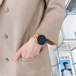 Bandas de relógio de luxo Strap 20mm 22mm para Samsung Galaxy Watch 4 Active 2 3 PU CLASS CLASS Classic Business Bracelet Huawei WatchStrap GT 2/3/Pro Watchstraps para mulheres