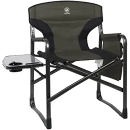 Ever Advanced Lightweight Folding Director Chairs Outdoor Aluminium Camping Chair med sidobord och förvaringspåse tunga stöder 350 kg (grön/svart)
