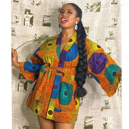 Ubranie etniczne 2023 S African Sukienki dla kobiet mody kieszonkowy kimono kardigan kwiatowy nadruk bazin vestidos dashiki imprezowe ubrania