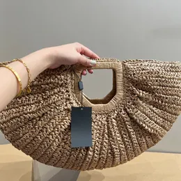 Designer Straw Bag Clutch Hobo Tote Bag Croissant Beach Bags Women Handbags Light Shop Handbag Lady Lafite Grass Hand Crochet Clip Totes Gold Hardware Large Capacity