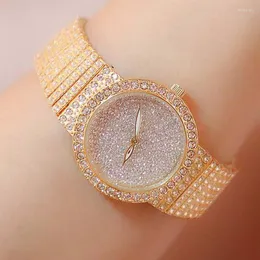 Wristwatches Rose Gold Female Lady Watch High-Grade Fully-jewelled Designer Diamand Women's 2023 Bracelet Hand WristWatch