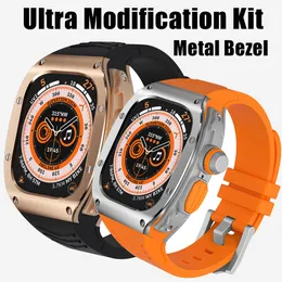 Luksusowa obudowa ze stali nierdzewnej do zegarka Apple Watch Ultra 49 mm Premium AP Mod Kit z silikonowym paskiem