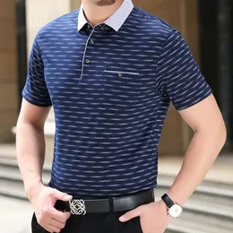 Polo Masculino Thoshine Marca 95% Viscose Masculino Bolsos Polo Polo Masculino Estampado Polo Superior Camisa Gola Turn-down Tops Roupas de Verão 230316