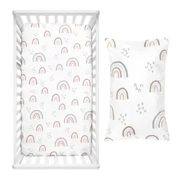 Set di biancheria da letto 2 pezzi Lenzuola per culla con angoli 130 * 70 cm Lenzuolo con stampa di cartoni animati Biancheria da letto per bambini Coprimaterasso Lenzuolo per culla per ragazze unisex 230316