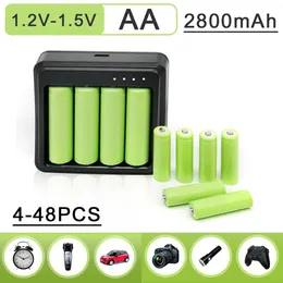 AA NI-MH-batteri 1.2V 1.5V uppladdningsbart batteri 2A förladdad Bateria låg självladdning AA-batterier 2.8AH för kamerafjärrkontroll