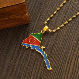 Charms Eritrea 5 Styles Map Flagghänge Tunna halsband för kvinnor Girls Gold Color Jewelry African of Eritrean