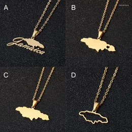Pendant Necklaces Stainless Steel Jamaica Map 6 Style Gold Color Jamaican Women Country Jewelry Gift Letter Necklace