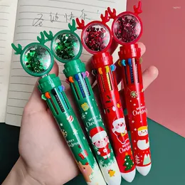 1pc Kawaii Merry Christmas 10 Color Ballpoint Pen Cute Press School Supplies Office Stationery Creative Gift Prize