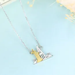 Designer abstract design portrait building s925 silver pendant necklace fashionable charming women collar chain necklace brand jewelry accessories