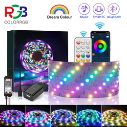 Светодиодные полоски Colorgb Adderable Dream Color Led Stresp Lights -rgbic Bluetooth -Dreamcolor Music Sync Demote и управление приложениями для вечеринки P230315