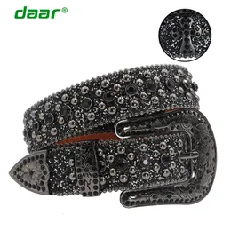 Pasy Paski zachodnie moda swobodny luksusowy pasek diamentowy kowbojski kowbojski bling kryształ cinturones para hombre 230314