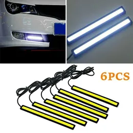 LED Strips 6x Auto Lamp Car أثناء النهار تشغيل المصباح 12V مقاوم للماء من الألومنيوم الضباب LED LED CARNY Ultra Bright COB مصباح الشريط P230315 P230315