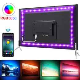 LED -remsor RGB 5050 LED -strip Light Bluetooth -app 5V USB LED -band Flexibel banddiodeband för TV Backlight Gaming Room Decoration P230315
