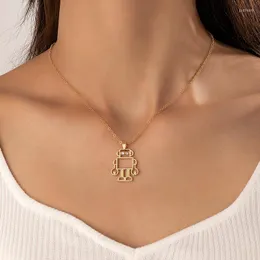 Anhänger Halsketten HuaTang Statement Hollow Out Robot Neckalce Für Frauen Einfache Trendy Legierung Einstellbar Party Schmuck Geschenke Zubehör