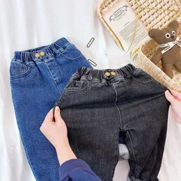 Jeans bambino bambino vestiti invernali pantaloni di jeans casual versatili imbottiti in cotone per bambini ragazzi pantaloni termici per bambini tinta unita 2-6 anni