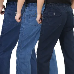Heren Jeans Lente En Herfst Zomer Elastische Taille Mannelijke Broek Hoge Taille Heren Jeans Katoen Losse Plus Size 5XL Broek 230316
