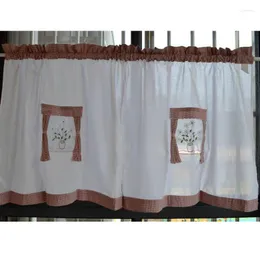 Curtain American Country Style Cloth Embroidery Short Cafe Kitchen Curtains Blinds Finished Door Window Living Room Rod Pocket