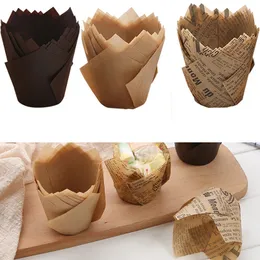 50st/Lot Tulip Cupcake Baking Cups Muffin Baking Foder Holder Rustic Cupcake Wrapper Molde Cupcake Paper Cups Bakeware Tools Tools