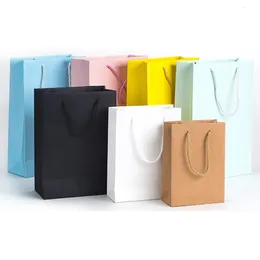 Gift Wrap 10 pcs Multi Size DIY Multifunction Color Kraft Paper Bag with Festival Gift Bag Shopping Paper Bags Clothes Gifts Packing 230316