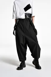 Men's Pants Men's spring and autumn wide leg pants overalls loose men's casual pants large size suspenders Japanese Yamamoto wind 230316