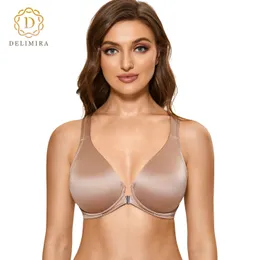 Bras Delimira Front Front Brag Bra Plus Size Seamless Racerback Overwire Bras для женщин Dd E F G H 230316