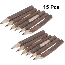 Matite 15 pezzi 13 cm in legno naturale resistente corteccia retrò per bambini bambini 230317