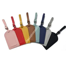 Soft PU Leather Luggage Tag Women Men Solid Color Travel Suitcase Tag Name Phone Address Label Identifier Boarding Pass Tag