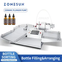 ZONESUN 액체 충전 기계 병 분류 UNSCRAMBLER 세라믹 펌프 소형 용량 시약 바이알 튜브 포장 생산 ZS-LPG1