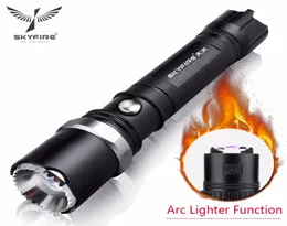 SKYFIRE Arc Lighter LED Flashlight Self Defense Attack Head Zoomable Torch lights lanterna Rechargeable 18650 Battery and Mount3108114