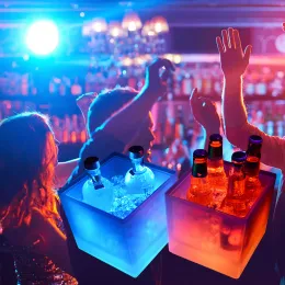 New LED 3.5L Waterproof Double Layer Square Ice Buckets Bars Nightclubs Light Up Champagne Beer whiskey Bucket