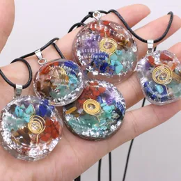Pendant Necklaces Natural Stone Necklace Charms Seven Chakras Agates For Women Jewerly Gift Length 45cm