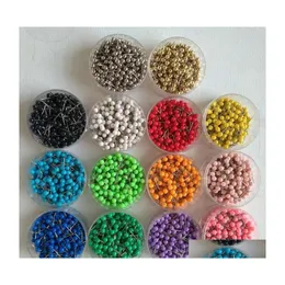 Filing Supplies 1/ 8 Inch Small Map Push Pins Tacks Plastic Head With Steel Point 100 Pcs/Set 14 Colors For Option Drop Delivery Off Dh1S7