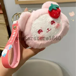 Yumuşak Sevimli Tavşan Para Çantası Kadınlar Küçük Cüzdan Kawaii Kızlar Öğrenciler Bilek Strap Ele Pouch Yeni Peluş Kolye Keychain Mini Çanta