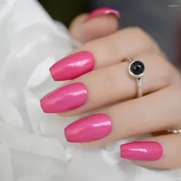 False unhas caixões falsos rosa cor garra de comprimento médio em arte de unhas especial para meninas