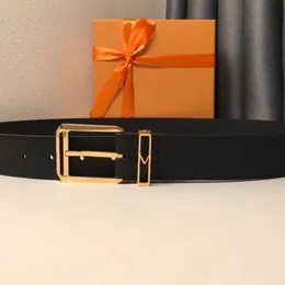 Cintura da uomo di design di lusso Moda vintage con fibbia ad ago Cinture per abiti da lavoro formale Larghezza 35 mm Cintura in pelle bovina premium con scatola arancione