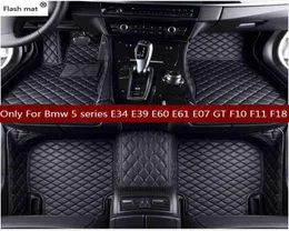Flash mat leather car floor mats for Bmw 5 series E34 E39 E60 E61 F07 GT F10 F11 F18 20042018 Custom car foot carpet cover H220411423770