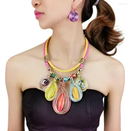 Kolczyki naszyjne Zestaw Czech MultiColor Earring Dangle For Women Oświadczenie Big Dinhinestone Fashion Jewelry