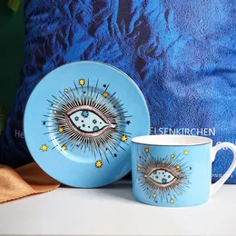 New Eye Mugs Coffee Cup Saucer Set Ceramic Water Cup European Style Creative Household Tableware Afternoon Tea Cup