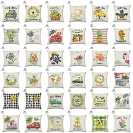 Pillow Summer Series Cover de linho Tropical Palm Print Farmhouse Floral Prophase Sofá Sofá Couch Pillows