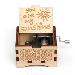 Figurine decorative Oggetti neri You Are My Sunshine Carillon musicale in legno intagliato antico Regalo di Natale Regalo di compleanno di San ValentinoDecor